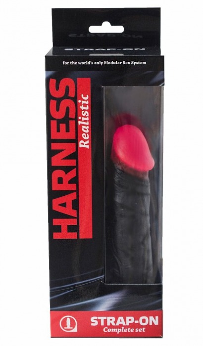 Страпон Harness Realistic с розовой головкой - 16,5 см. - LOVETOY (А-Полимер) - купить с доставкой в Тюмени