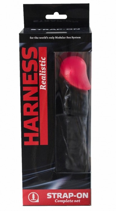 Страпон Harness Realistic с розовой головкой - 20,5 см. - LOVETOY (А-Полимер) - купить с доставкой в Тюмени