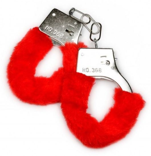 Металлические наручники с красной опушкой и ключиком - Пикантные штучки - купить с доставкой в Тюмени
