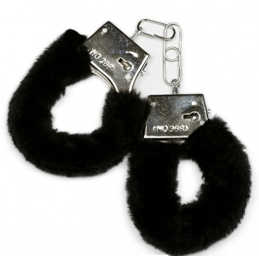Металлические наручники с черной опушкой и ключиком - Пикантные штучки - купить с доставкой в Тюмени