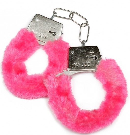 Металлические наручники с розовой опушкой и ключиком - Пикантные штучки - купить с доставкой в Тюмени