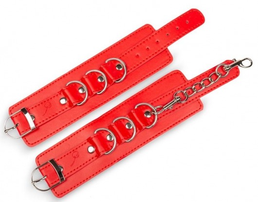Красные наручники на застежках с цепочкой - Пикантные штучки - купить с доставкой в Тюмени