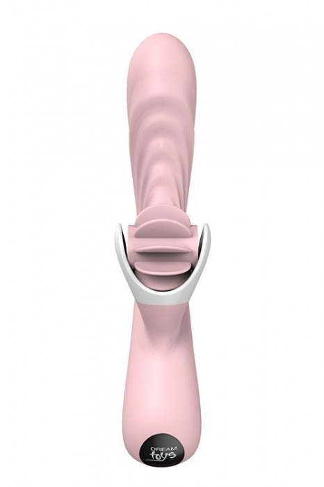 Розовый вибратор с клиторальным стимулятором-вертушкой LICKING SENSATION - Dream Toys