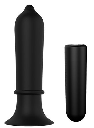 Черный вибромассажер для анальной стимуляции TORPEDO PLUG - 11,2 см. - Dream Toys