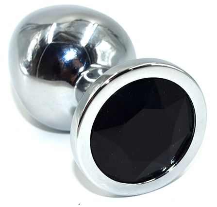 Серебристая анальная пробка из нержавеющей стали с черным кристаллом - 8,5 см. - Kanikule - купить с доставкой в Тюмени