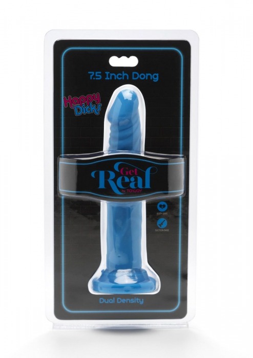 Голубой фаллоимитатор на присоске Happy Dicks Dong 7.5 inch - 19 см. - Toy Joy
