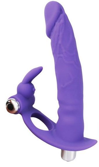 Фиолетовая вибронасадка для двойного проникновения - 15 см. - Bior toys - купить с доставкой в Тюмени