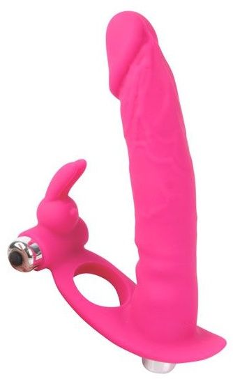 Ярко-розовая вибронасадка для двойного проникновения - 15 см. - Bior toys - купить с доставкой в Тюмени
