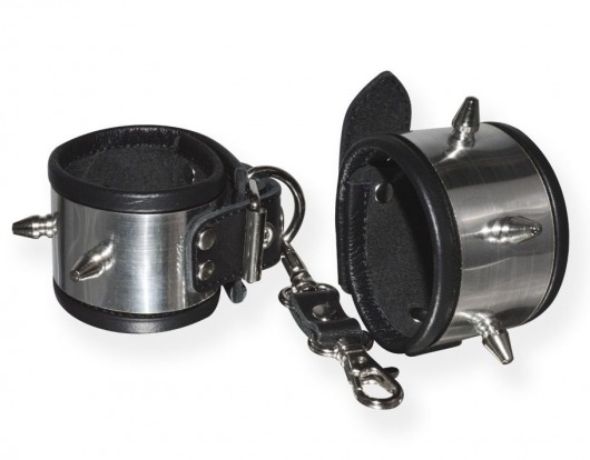 Серебристо-черные наручники с шипами и металлическим блеском - Sitabella - купить с доставкой в Тюмени