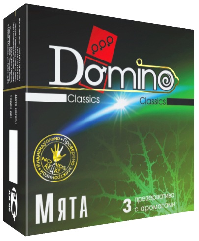 Ароматизированные презервативы Domino  Мята  - 3 шт. - Domino - купить с доставкой в Тюмени