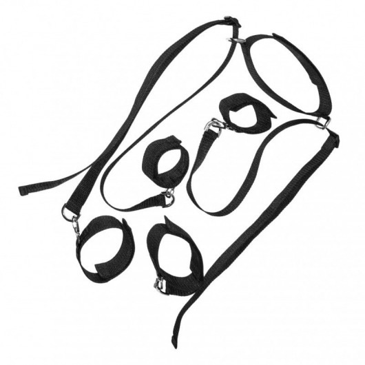 Комплект фиксаторов ног и рук с ошейником черного цвета - Джага-Джага - купить с доставкой в Тюмени