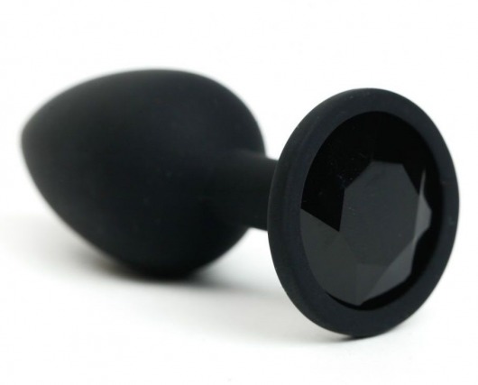 Черная анальная пробка с черным стразом - 7,6 см. - 4sexdreaM - купить с доставкой в Тюмени