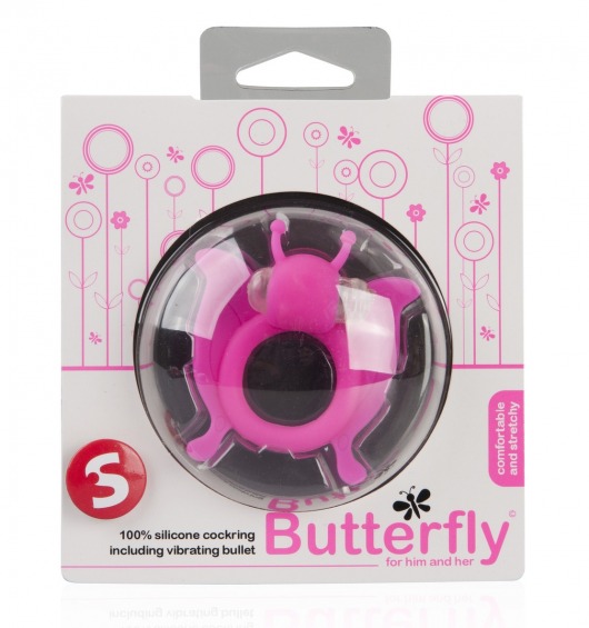 Розовая вибронасадка-бабочка Butterfly - Shots Media BV - в Тюмени купить с доставкой