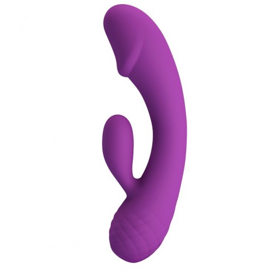 Фиолетовый вибратор Doreen с клиторальным отростком - 17,5 см. - Baile