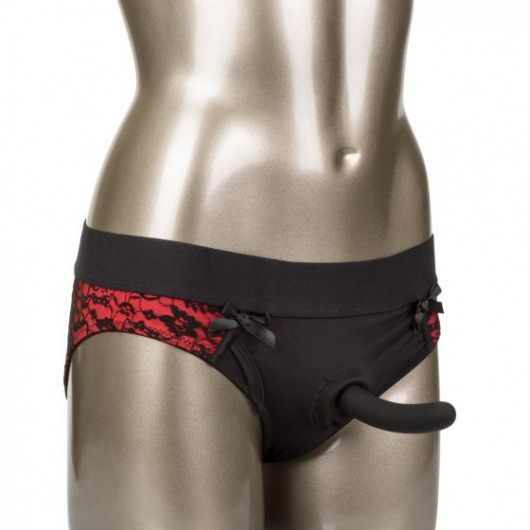 Красно-черные страпон-трусики Pegging Panty Set - размер L-XL - California Exotic Novelties - купить с доставкой в Тюмени
