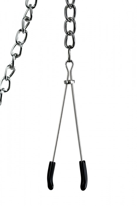 Серебристые зажимы для сосков и клитора на цепочке - ToyFa - купить с доставкой в Тюмени