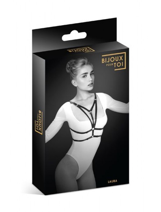 Черная упряжь на грудь Laura - Bijoux Pour Toi - купить с доставкой в Тюмени