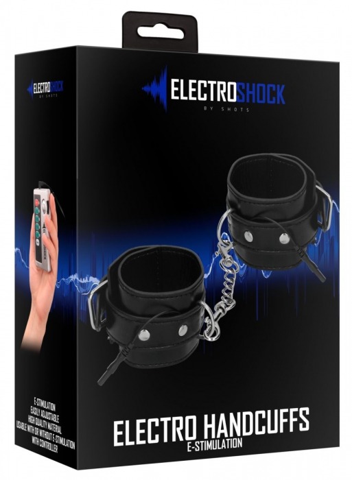 Черные наручники с электростимуляцией Electro Handcuffs - Shots Media BV - купить с доставкой в Тюмени