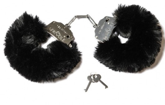 Дерзкие наручники с пушистым черным мехом - Le Frivole - купить с доставкой в Тюмени
