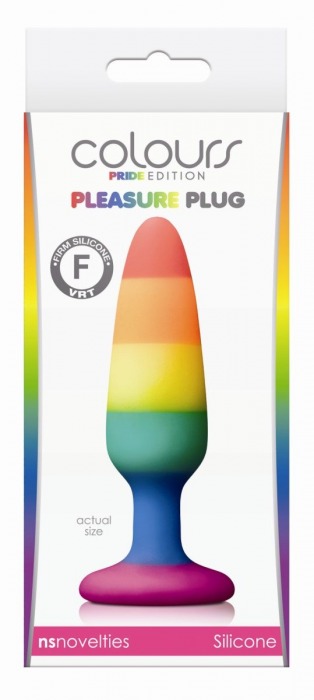 Радужная пробка Colours Pride Edition Pleasure Plug Small - 11 см. - NS Novelties