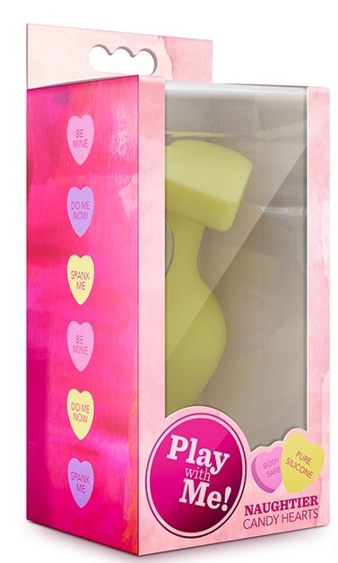 Желтая анальная пробка с основанием-сердечком Naughtier Candy Heart Fill Me Up - 8,9 см. - Blush Novelties - купить с доставкой в Тюмени