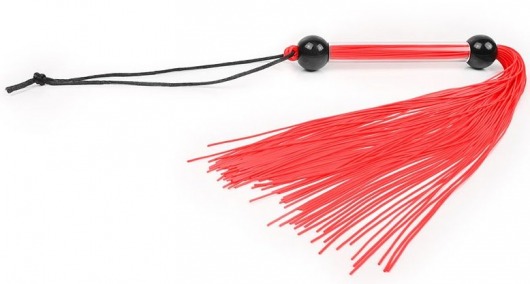 Красная многохвостая плеть с черными шариками на рукояти - 35 см. - Bior toys - купить с доставкой в Тюмени