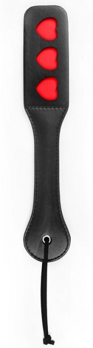 Черная шлепалка NOTABU с красными сердечками - 32 см. - Notabu - купить с доставкой в Тюмени