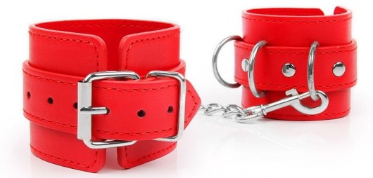 Красные наручники на регулируемых ремешках с цепочкой - Notabu - купить с доставкой в Тюмени