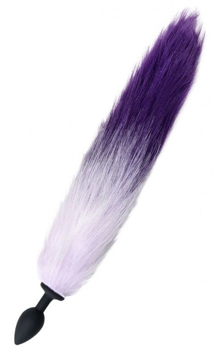 Черная анальная втулка с фиолетово-белым хвостом - размер S - POPO Pleasure