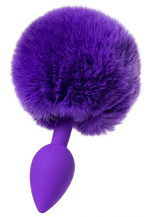 Фиолетовая анальная втулка Sweet bunny с фиолетовым пушистым хвостиком - ToyFa