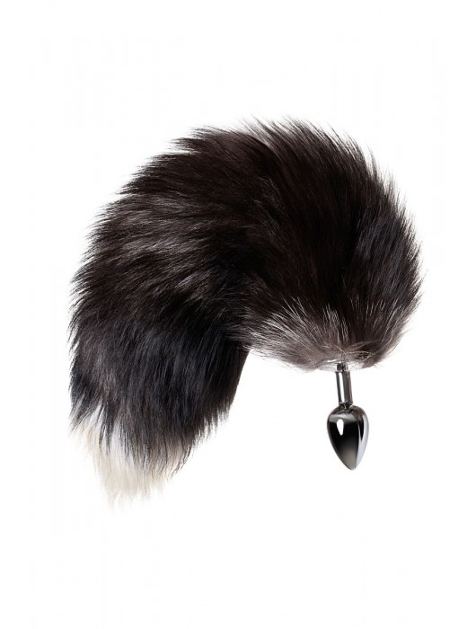 Серебристая металлическая анальная втулка с хвостом чернобурой лисы - размер S - ToyFa - купить с доставкой в Тюмени