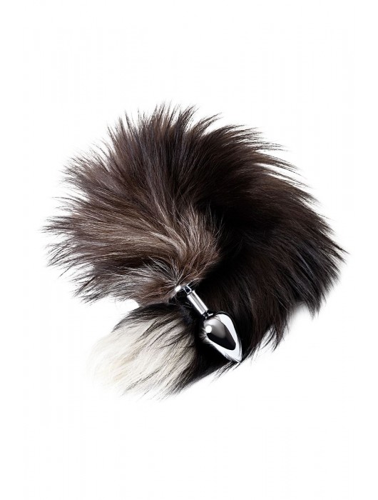 Серебристая металлическая анальная втулка с хвостом чернобурой лисы - размер S - ToyFa - купить с доставкой в Тюмени