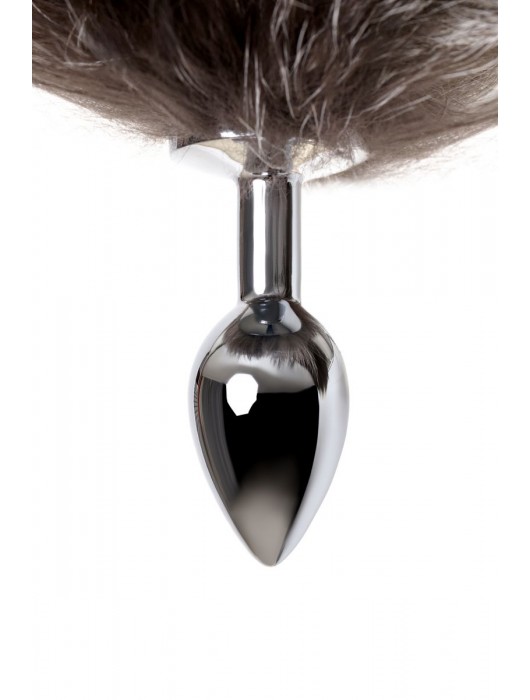 Серебристая металлическая анальная втулка с хвостом чернобурой лисы - размер S - ToyFa - купить с доставкой в Тюмени