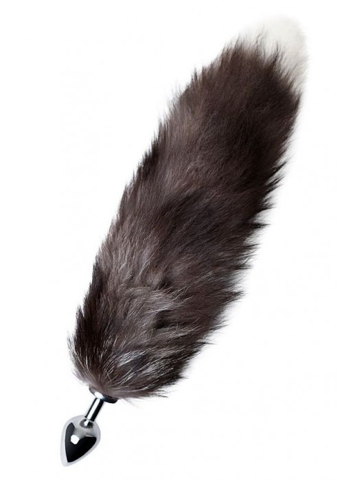 Серебристая металлическая анальная втулка с хвостом чернобурой лисы - размер S - ToyFa - купить с доставкой в Тюмени