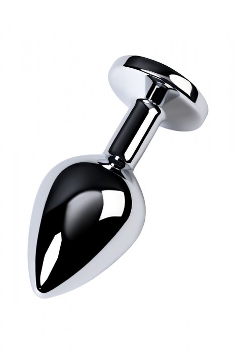 Серебристая коническая анальная пробка с черным кристаллом - 7 см. - ToyFa - купить с доставкой в Тюмени