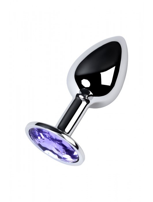 Серебристая конусовидная анальная пробка с фиолетовым кристаллом - 7 см. - ToyFa - купить с доставкой в Тюмени