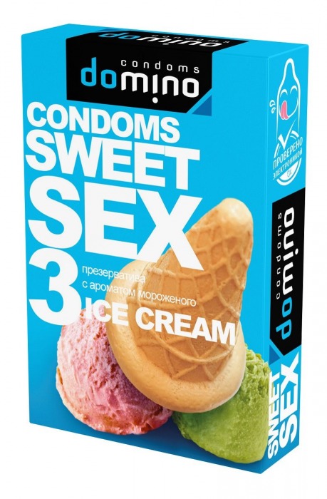 Презервативы для орального секса DOMINO Sweet Sex с ароматом мороженого - 3 шт. - Domino - купить с доставкой в Тюмени