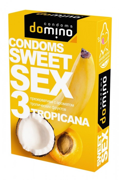 Презервативы для орального секса DOMINO Sweet Sex с ароматом тропических фруктов - 3 шт. - Domino - купить с доставкой в Тюмени