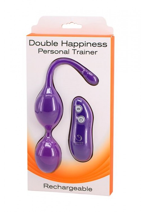 Фиолетовые шарики с вибрацией DOUBLE HAPPINESS PERSONAL TRAINER - Seven Creations