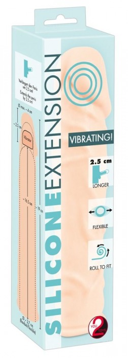 Телесная удлиняющая насадка с вибрацией Silicone Extension Vibrating - 19 см. - Orion - в Тюмени купить с доставкой