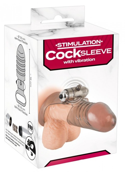 Дымчатая закрытая насадка на пенис с вибропулей - 15 см. - Orion - в Тюмени купить с доставкой