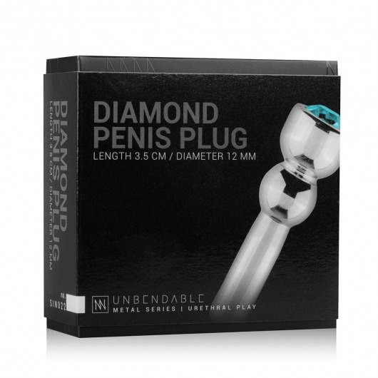 Серебристый уретральный стимулятор Sinner Penis Plug With Diamond - 5 см. - EDC - купить с доставкой в Тюмени