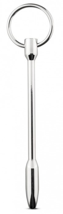 Серебристый уретральный стимулятор Sinner Solid Metal Dilator with Pull-out-ring - 14,5 см. - EDC Wholesale - купить с доставкой в Тюмени