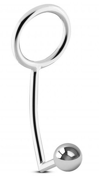 Серебристое эрекционное кольцо с анальной пробкой Sinner Metal Cock Ring With Anal Plug Size L - EDC - в Тюмени купить с доставкой