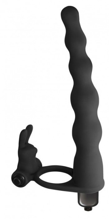 Черная вибронасадка для двойного проникновения Jungle Bunny - 17 см. - Lola Games - купить с доставкой в Тюмени