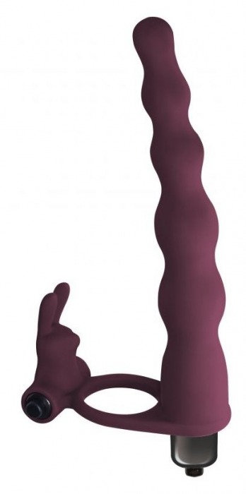 Бордовая вибронасадка для двойного проникновения Jungle Bunny - 17 см. - Lola Games - купить с доставкой в Тюмени