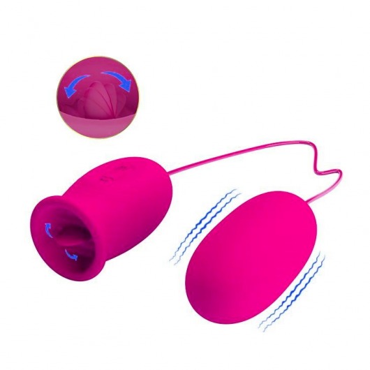 Розовое виброяйцо с клиторальным стимулятором на сцепке Daisy - Baile