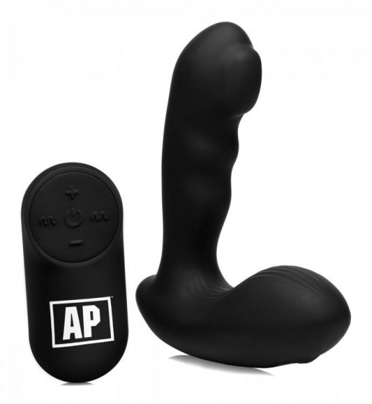 Черный стимулятор простаты Alpha-Pro 7X P-Milker Silicone Prostate Stimulator with Milking Bead - XR Brands - в Тюмени купить с доставкой