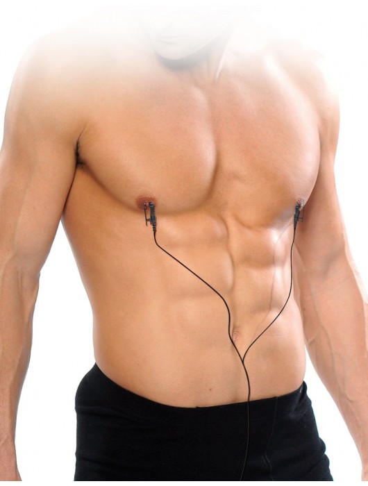 Черные электрические зажимы для сосков Shock Therapy Nipple Clamps - Pipedream - купить с доставкой в Тюмени