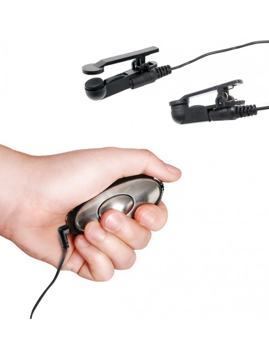 Черные электрические зажимы для сосков Shock Therapy Nipple Clamps - Pipedream - купить с доставкой в Тюмени